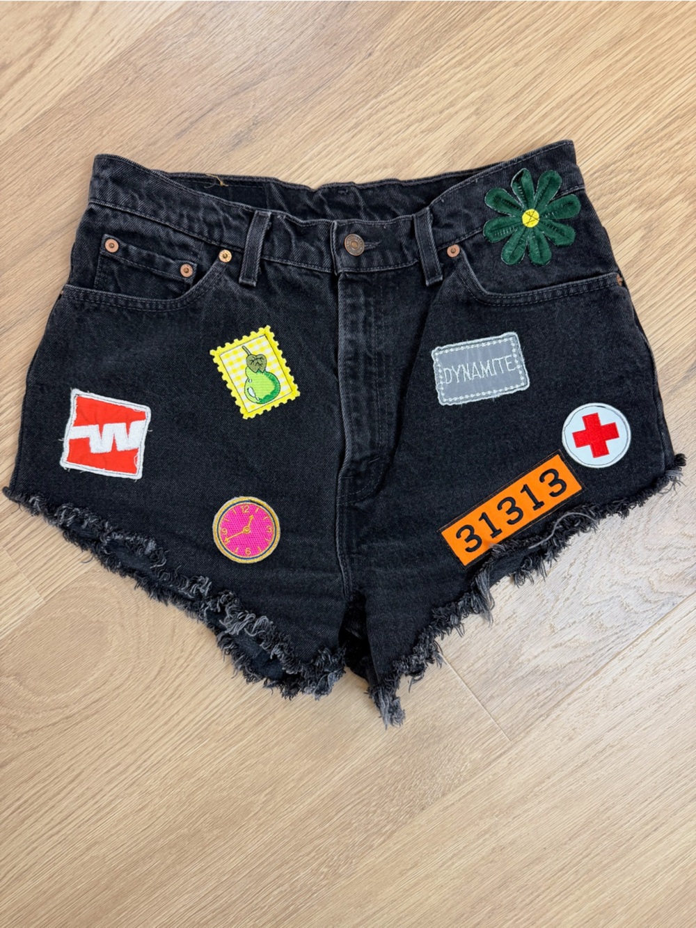 Levi's Patchwork‎ Denim Cut off Shorts